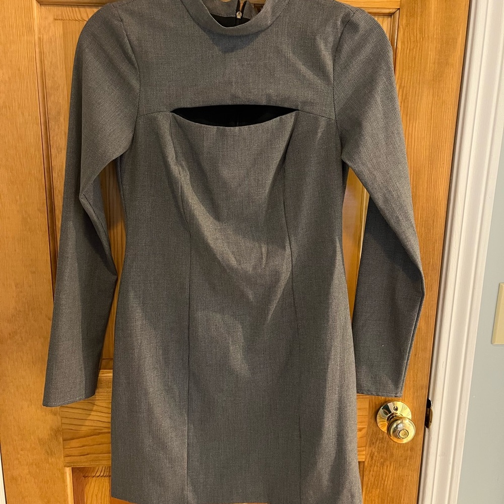 Zara cut out dress size Medium NWT gray plaid